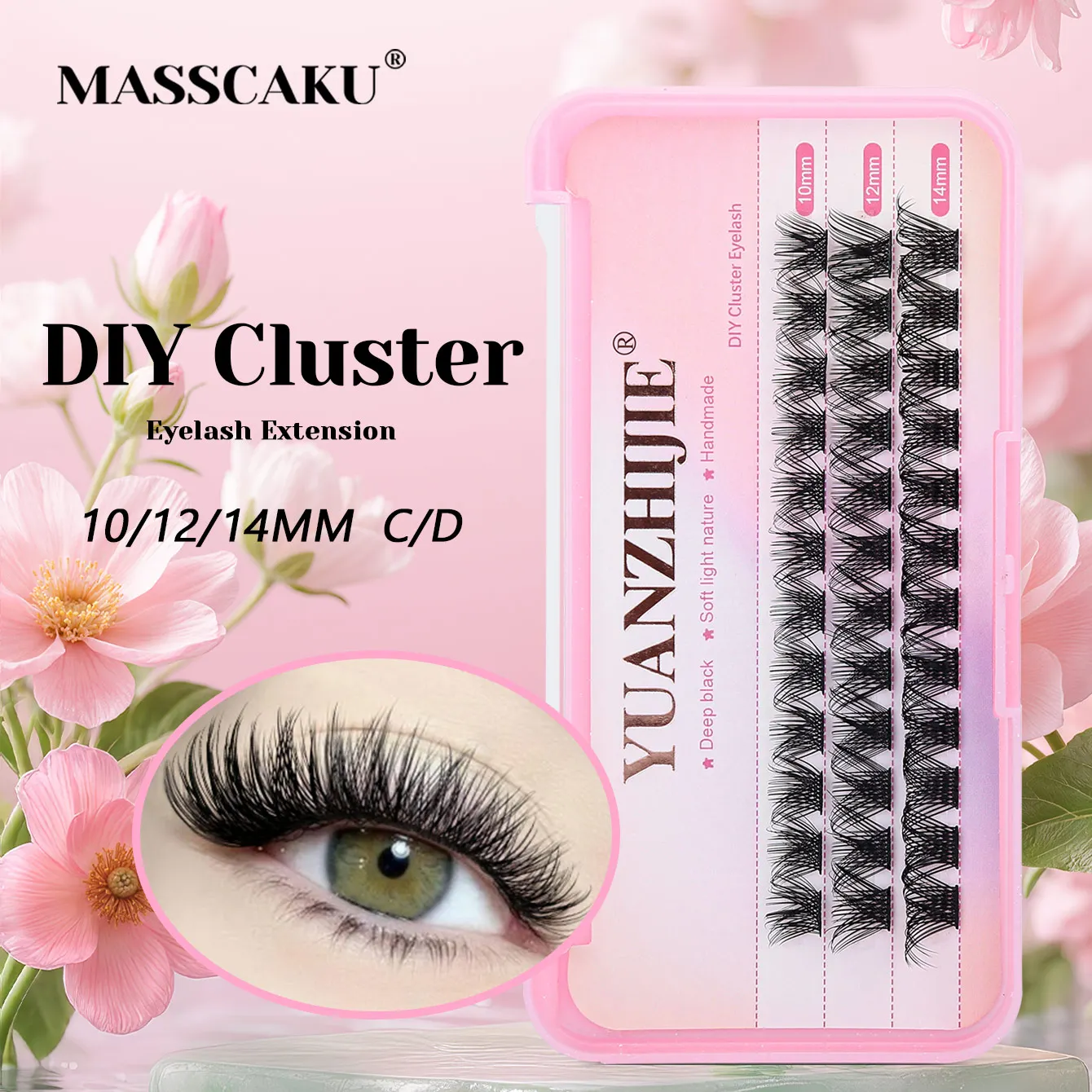 YUANZHIJIE Natural Cluster Lashes 36PCS DIY Individual Eyelash Extension Segmented Bundles Soft False Eyelash C/D Curl Supplies
