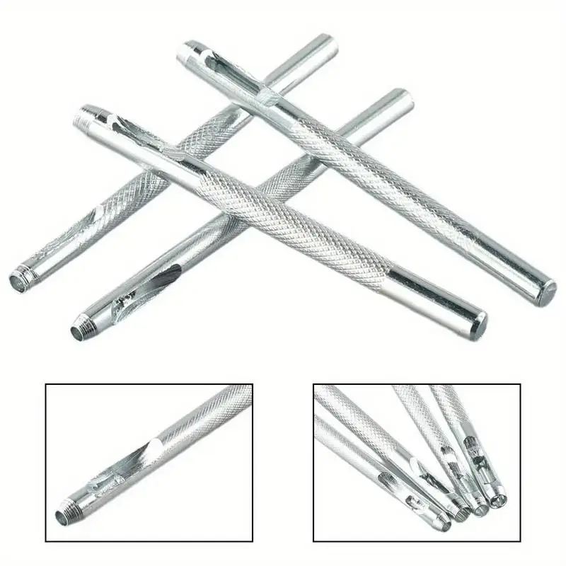 4 Pcs/Set Leather Round Shape Hole Punch Kit Belt Watch Band DIY Drill Tool Steel Galvanized 71 mm Silver
