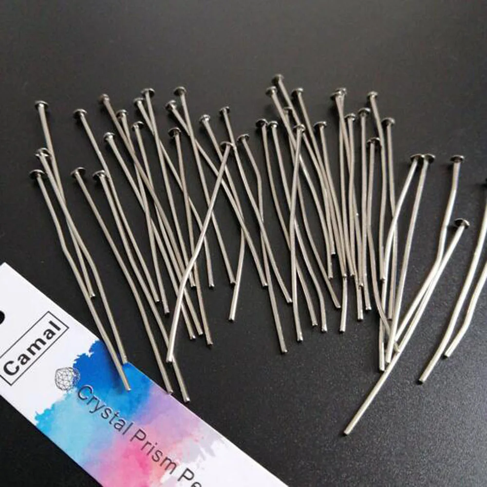 

Camal 100pcs 1.96" 50mm Chrome Straight Pins Connector Part to Connecting Hanging Prism Crystal Bead Pendant Chandelier Lighting