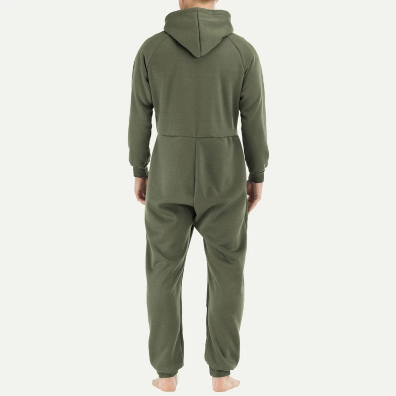 Men s Thicken Hooded Jumpsuits Tracksuit Drawstring Sweatshirts Rompers Full Zip Hoodies Overalls with Pockets