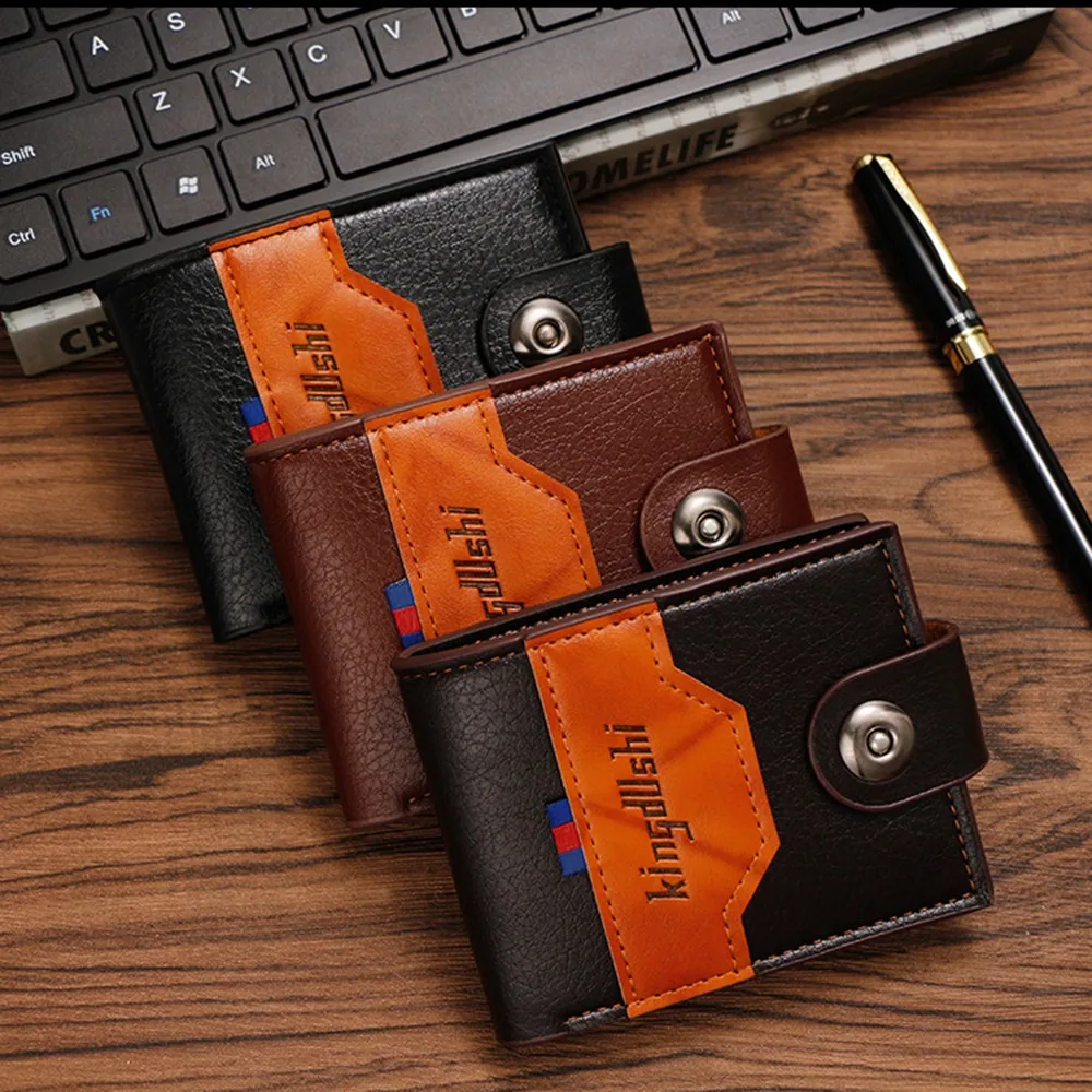

Large Capacity Bifold Change Bag Magnetic Buckle Zipper Male Short Wallet Multi-card Slot Korean Style PU Leather Card Holder