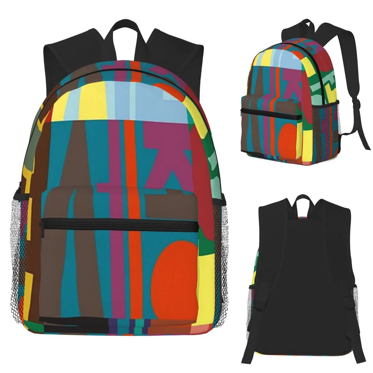 

Colorful Korean City Names Typography Poster Backpack School Bag Hiking Travel Daypack Boys Girls Fashion Bookbag Shoulder Bags