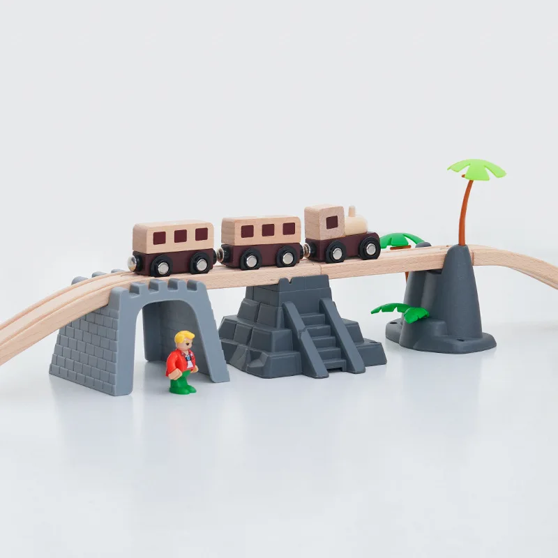 All Kinds of Plastic Bridge Piers Wooden Train Track Accessories Fit For All Brands Wooden Tracks Railway Toys For Children