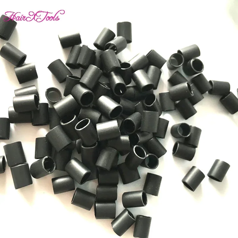 Shrink Tube for Hair 200pcs Adhesive Heat Shrink Tube Micro Links Black Shrinkable Hair MicroBeads Clear Glue Lined Tubes