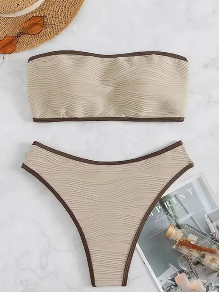 

2025 New Summer Swimwear Bikinis Set Sexy Strapless Backless Bikini 2 Piece Set Women Split Swimsuit High Waist Beach Bikini