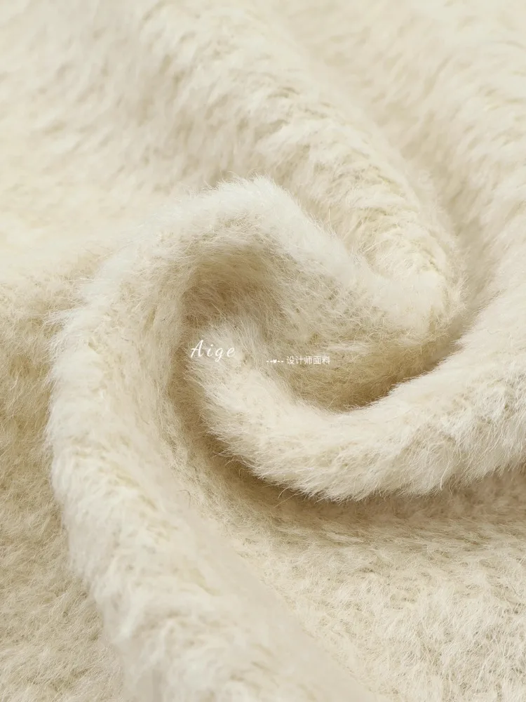 

Drape Milk White Long Haired Wool Fabric for DIY of Autumn Winter Fabrics Coats Jackets No Elasticity Soft Cloth Sewing Material