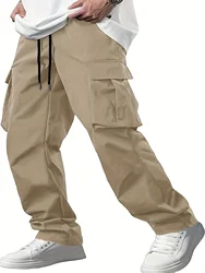 2024 new men's workwear pants, European and American men's loose straight casual pants, men's workwear pocket pants