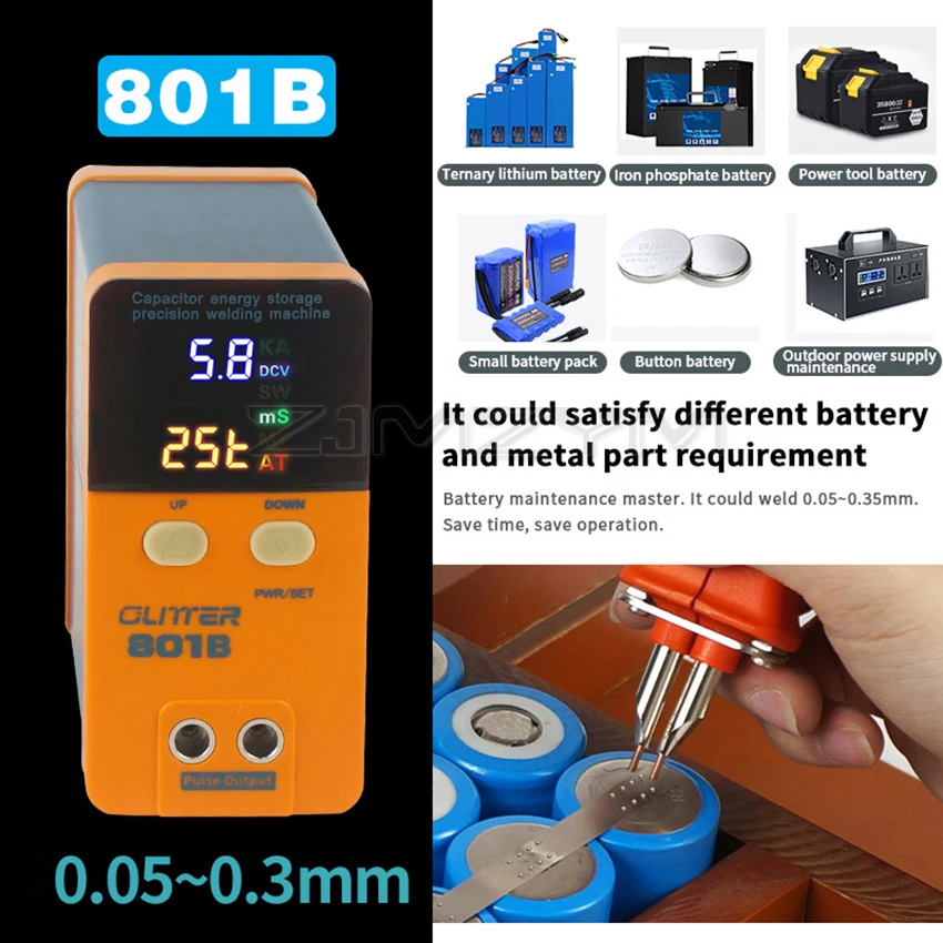 801A 801B Spot Welder 18650 Battery Mini Spot Welder Storage Digital Display Storage Energy Pulse Spot Welding Machine 10.6KW