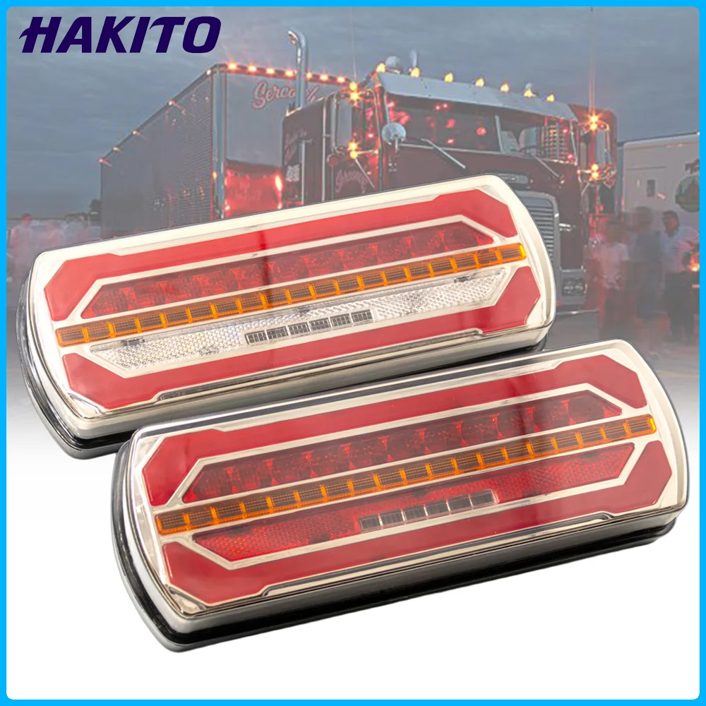 2PCS 12V 24V Car Truck Taillight Rear Stop Brake Light Turn Signal Lamp Indicator for Trailer Waterproof Reflector Reverse Light