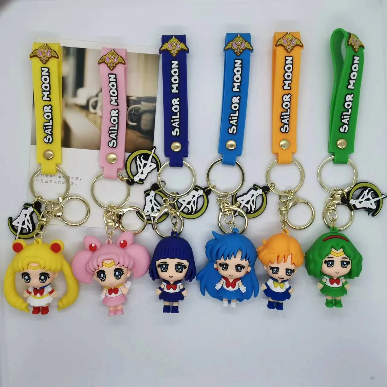 Sailor Moon Toys Keychian Anime Pendant Keychains Cartoon Collectible Key Ring for Bag Backpack Birthday Gift