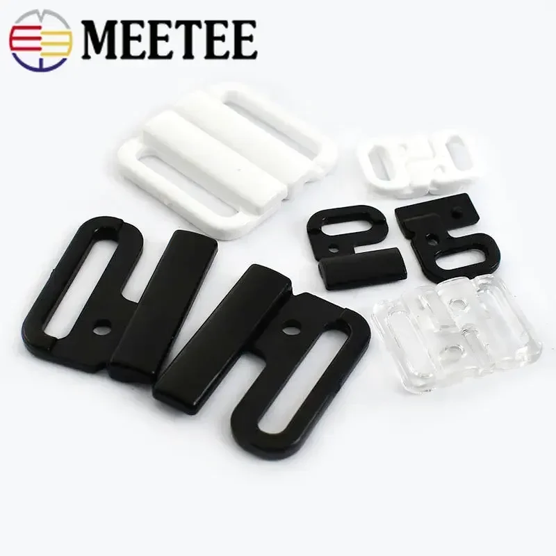 20/50Sets Meetee 10-25mm Plastic Buckles Bra Underwear Strap Adjuster Clasp Bow Tie Closure Button Hooks DIY Sewing Accessories