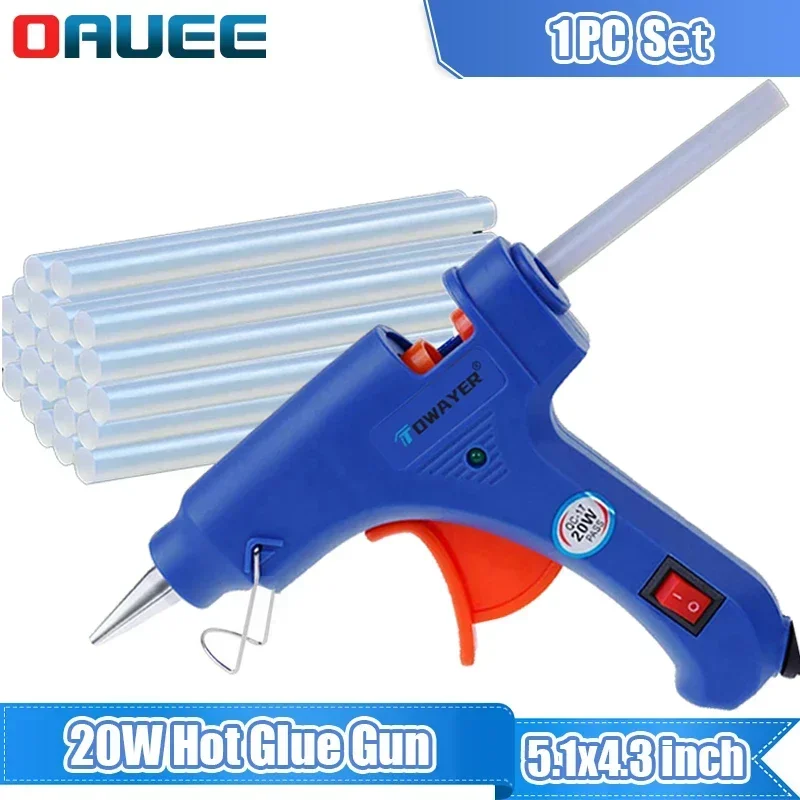 20W Glue Gun Mini Hot Melt Glue Gun Electric Heat Temperature Gun Repair Tool Set With Transparent Glue Stick 7x100mm Power Tool