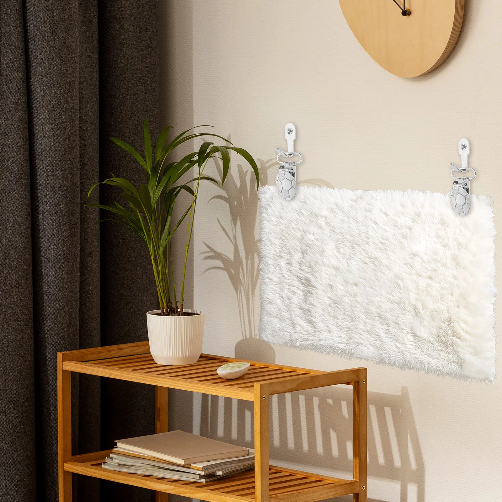 

Набор из 6 прочных настенных зажимов для гобеленов с нескользящими пластиковыми зубцами для одеял, пледов, ковров, шалей, флагов, текстиля, для демонстрации на стене