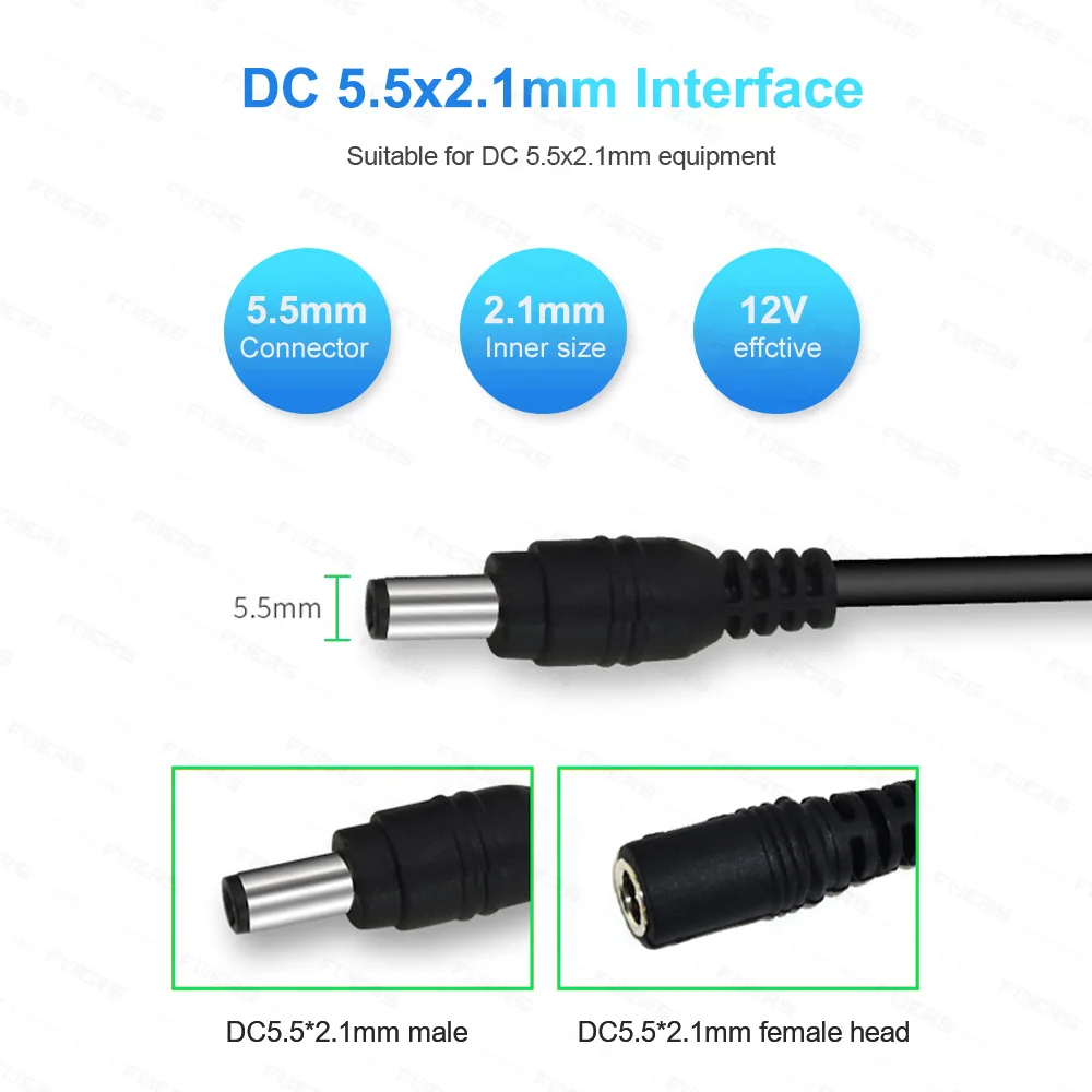 3 Meters/32.8ft Length DC 12V Power Adapter 6m Extension Cable For Security CCTV IP Camera Power Adapter 5.5x2.1mm DC Plug