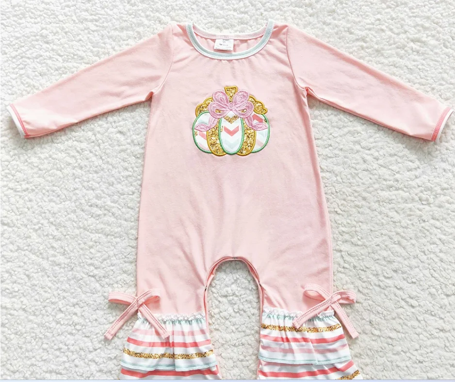 الجملة الرضع طفل الفتيات السروال القصير هالوين اليقطين بوتيك الأخوة الاطفال رومبير #3