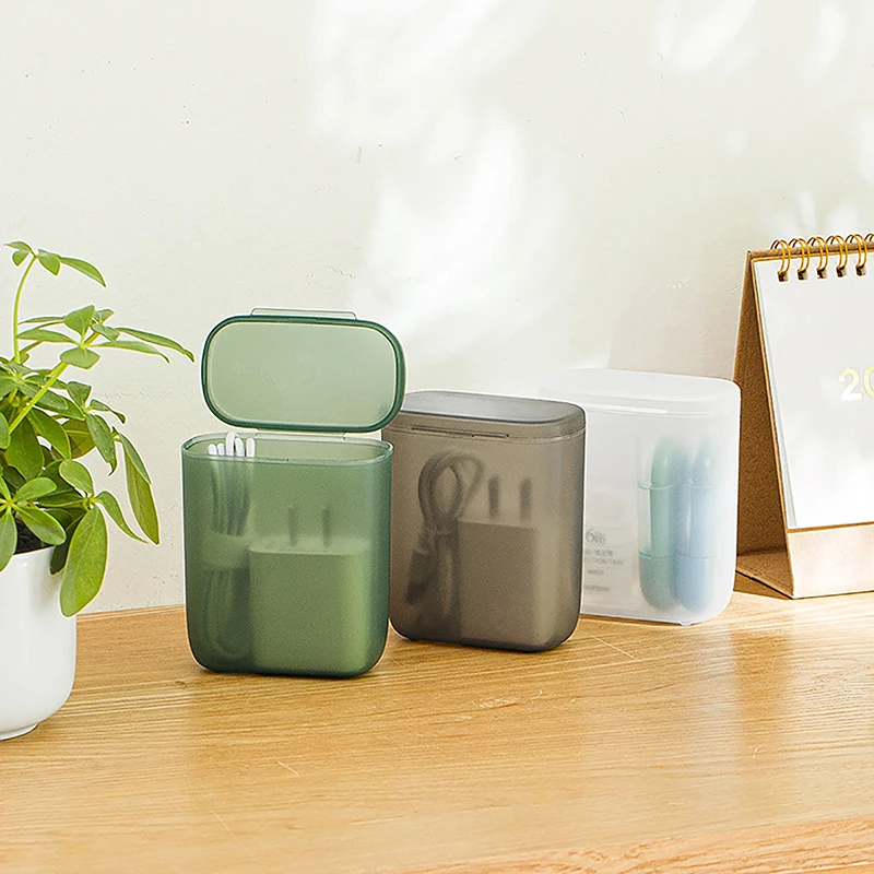 Clear Cables Wire Container Dustproof Data Cable Storage Box Portable Desktop Mobile Phone Charger Boxes Drawer Office Home