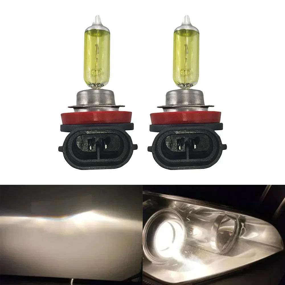 

2pcs Yellow H11 H8 H9 Halogen Bulb High Beam Headlight Daytime Running Light 100W 2000LM 3000K 50000H Accessories For Vehicles