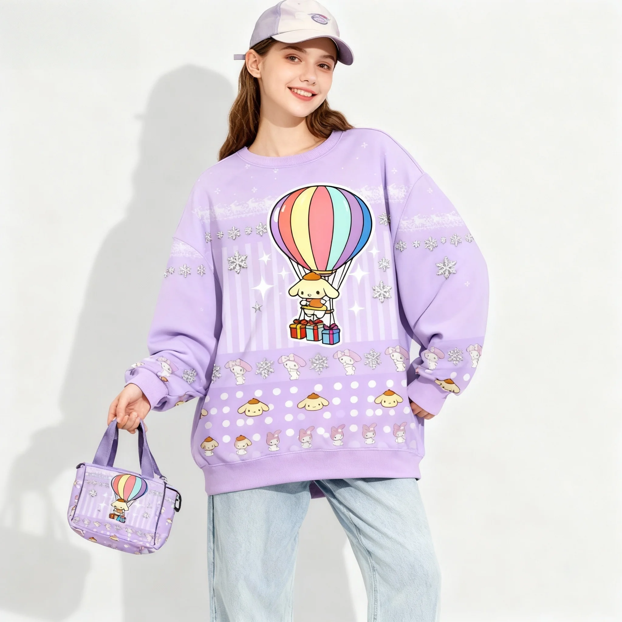 جديد سانريو الأسرة بودنغ الكلب الأذن الكبيرة الكلب سلسلة حلوة ورائعة حفلة عيد الميلاد سوبر كبيرة المرأة الخريف/الشتاء هوديي #5