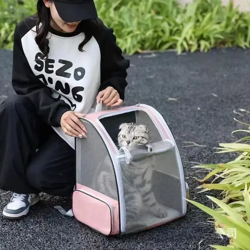 

Pet Cat Bag Portable Breathable Canvas Cat Backpack Outdoor Travel For Cats And Puppy Transport Bag Carrying Pet Supplies