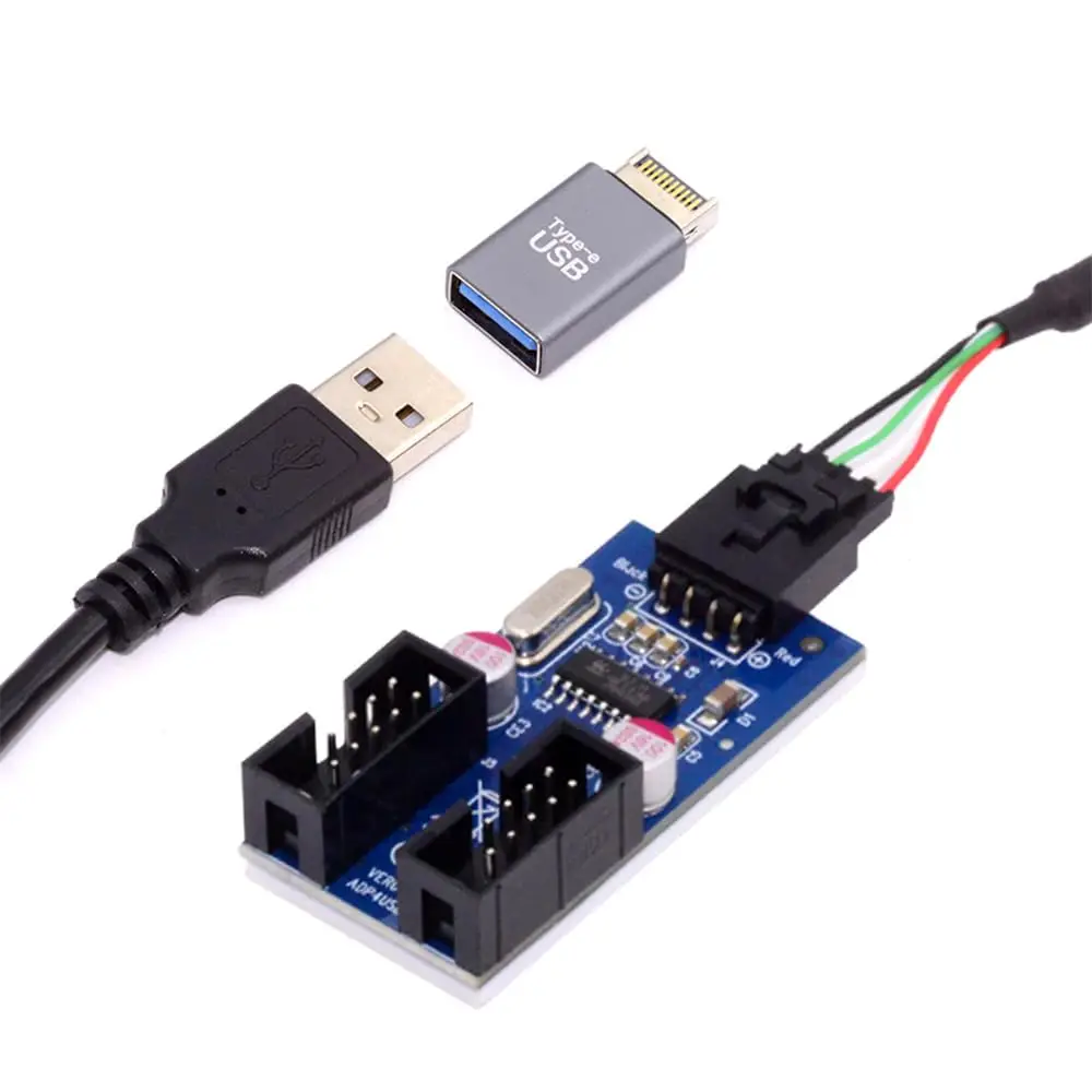 

USB 3.1 Male Type-C USB-C to USB 2.0 Type-A Male 1 to 2 Female Motherboard 9pin 10pinHeader HUB Adapter Port Multiplier