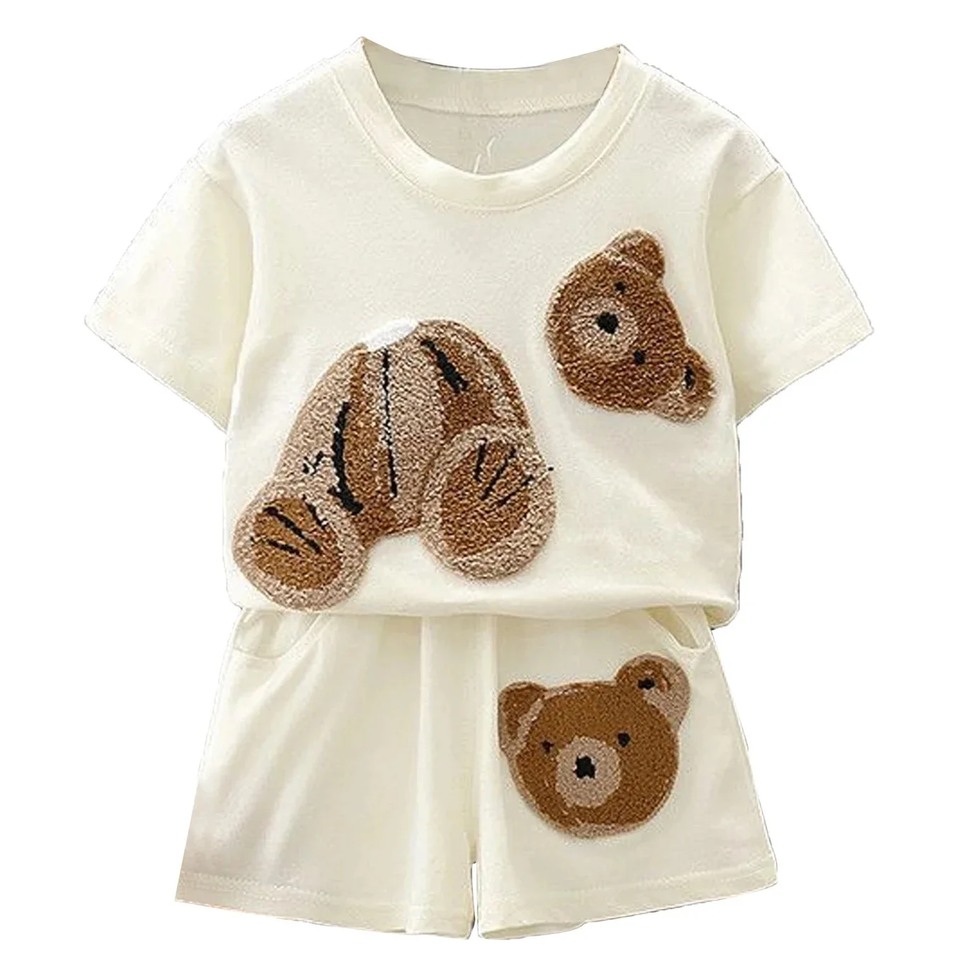 

2 Piece Toddler Boys Summer Animal Bear Applique Short Sleeve T-Shirt+Shorts For Kids Casual Sportswear Outdoor Outfit 1-5 Years