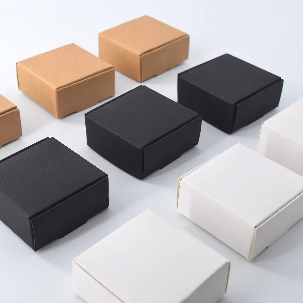 

30/50/100 шт., маленькая упаковочная коробка из крафт-бумаги, настраиваемая пустая почтовая машина для конфетного мыла, подарочные мини-предметы