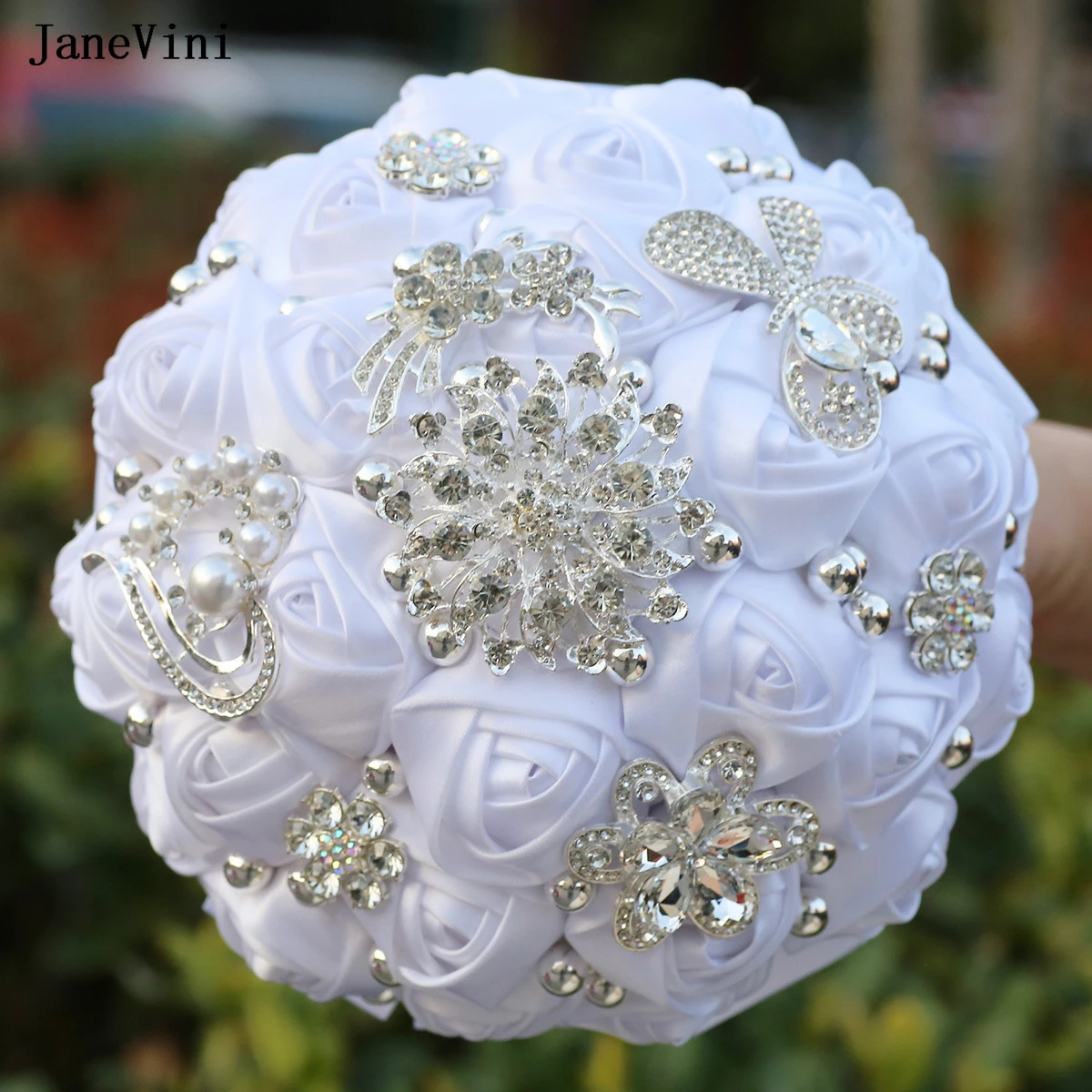 janevini-2025-bouquet-da-sposa-in-cristallo-d'argento-scintillante-rose-in-raso-artificiale-fiori-bouquet-da-sposa-coreano-elegante-per-damigella-d'onore
