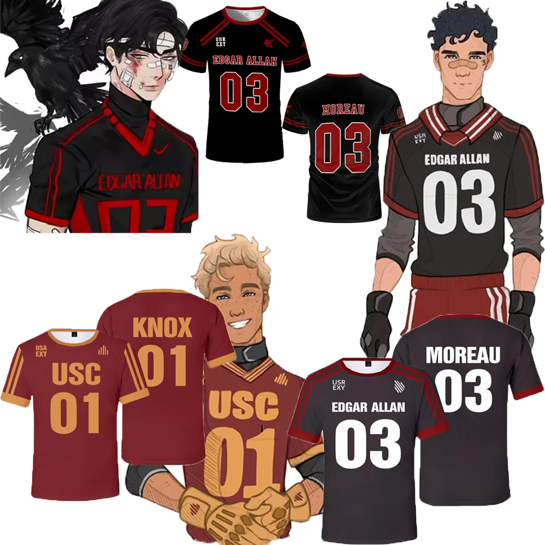 Camiseta de Edgar Allan para hombre y mujer, camisetas con estampado 3D de la corte de Foxhole, ropa de calle Unisex, uniforme de juego de Cosplay, Top para niños, novedad de 2025