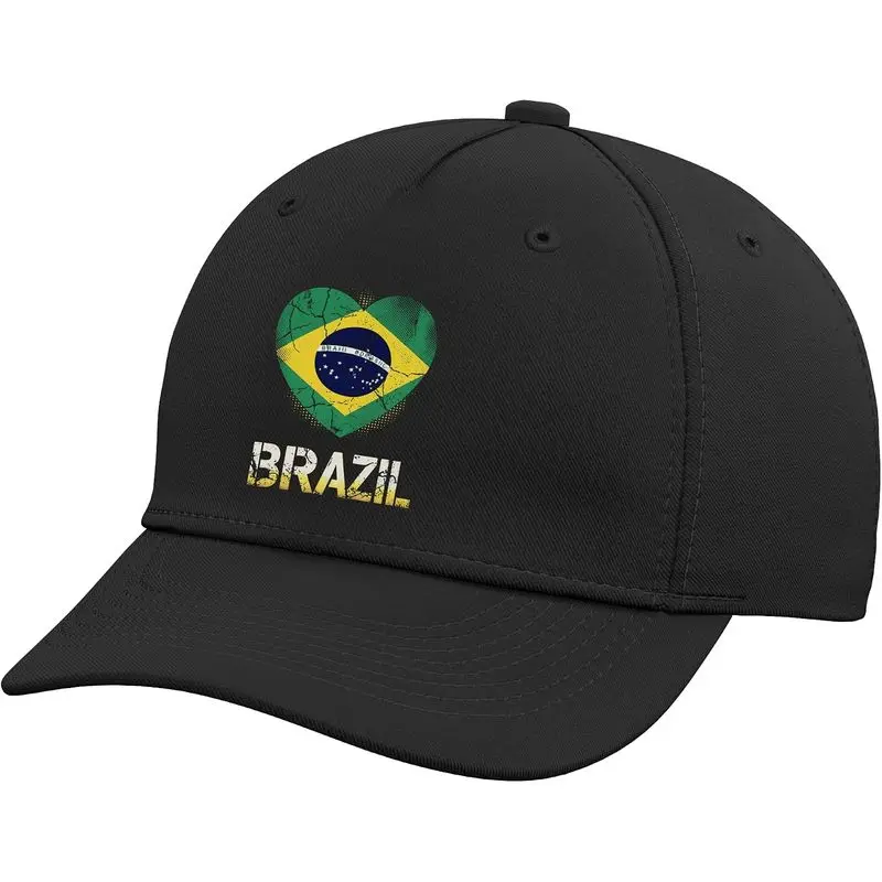 Brazil Heart Tee Brazilian Retro Vintage Distressed Outfit Adjustable Baseball Hat
