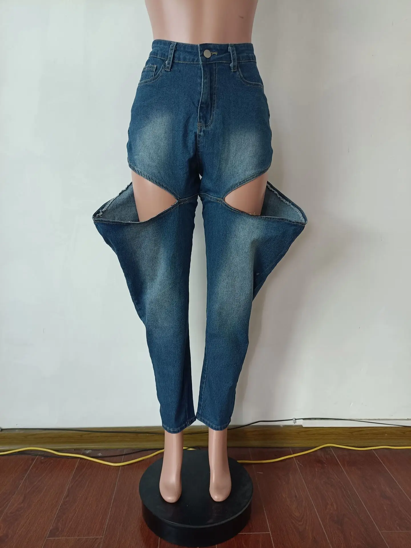 Jean Déchiré en Denim pour Femme, Streetwear, Y2K, Surintendant, Parachute, Baggy, Automne Hiver 2023