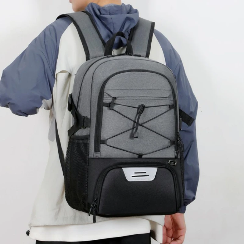 حقيبة رياضية مخططة عاكسة للكمبيوتر المحمول، مناسبة للرجال والنساء، حقيبة ظهر رياضية لكرة السلة، مع حجرات للأحذية، حقيبة ظهر للسفر #2