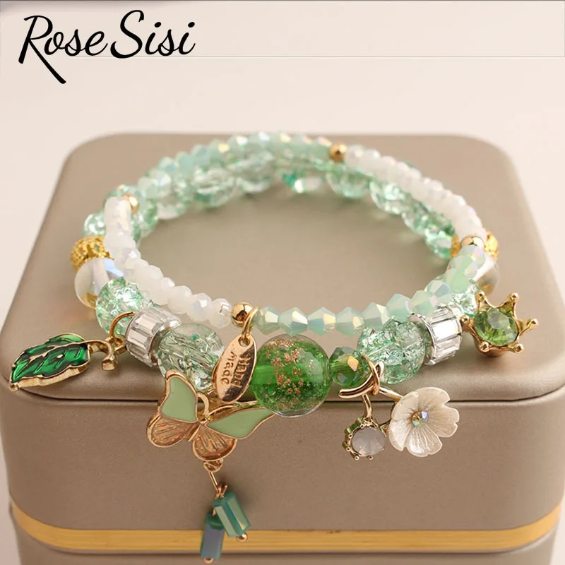 Korean Style fresh wrist bracelet for women outbreak beads elastic bracelets for women butterfly starfish girl jewelry for women