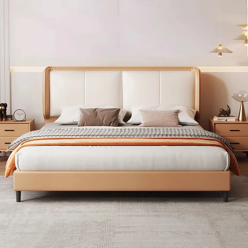 

Nordic Modern Double Bed Queen Size Aesthetic Wood Bedroom Bed Luxury Minimalist Marco De Cama Queen Moderno Home Furniture