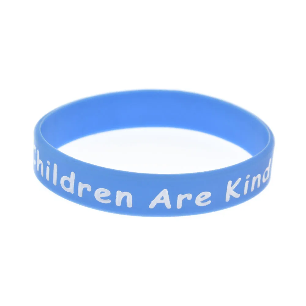 1 Stück blaues Silikonarmband „Kinder sind nett“ – Geschenk für Schüler, inspirierender Armreif – Detail 5