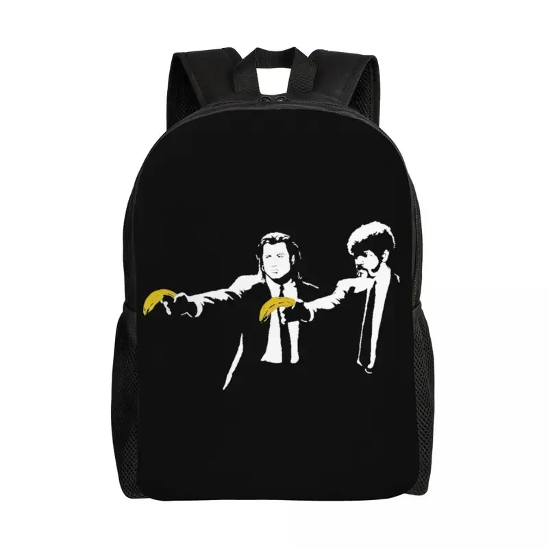 

Banksy Pulp Fiction Funny Print Laptop Backpack Men Women Casual Bookbag for College School Students Street Grafitti Art Bag