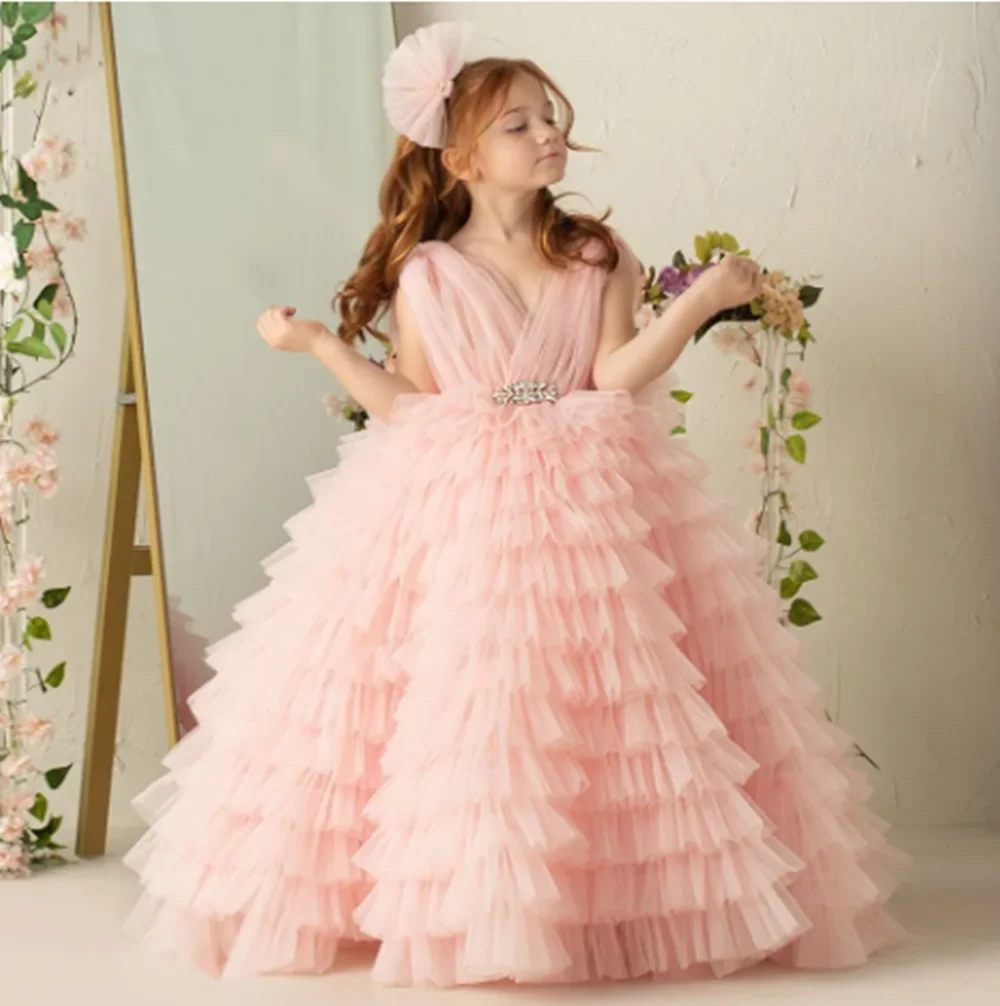 

Girls Flower Wedding Party Dress Puffy Tulle Wedding Party Dress for Girl Pretty Girl Dress First Communion Dress