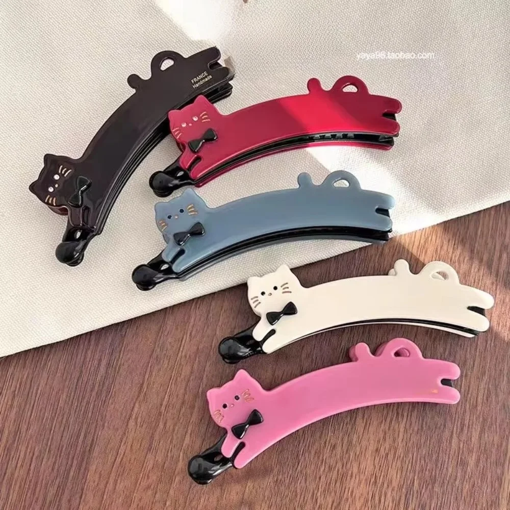 New Cute Cat Banana Clip Large Hair Styling Tools Korean Style Twist Clip Hair Accessor Vertical Banana Scratching