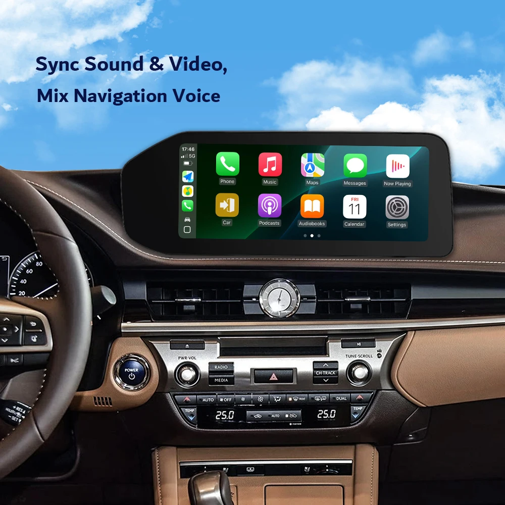 for Lexus ES 2012-2017 Car Multimedia Player for 12.3'' DVD Players with CarPlay Android Interface Binarytek