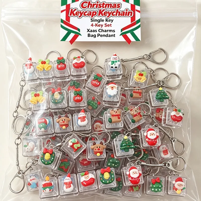Cute Keyboard Keychain Christmas Light Up Button Stress Relief Clickable LED Toy Office Desk Accessory Unisex Kids Creative Gift
