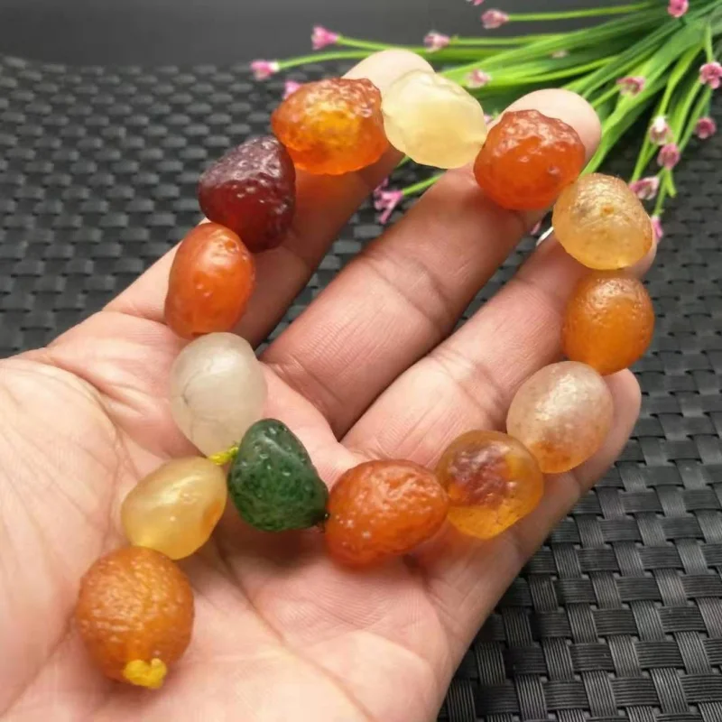 Alashan Gobi Jade Colorful Raisin Agate Original Bracelet Tendon Stone