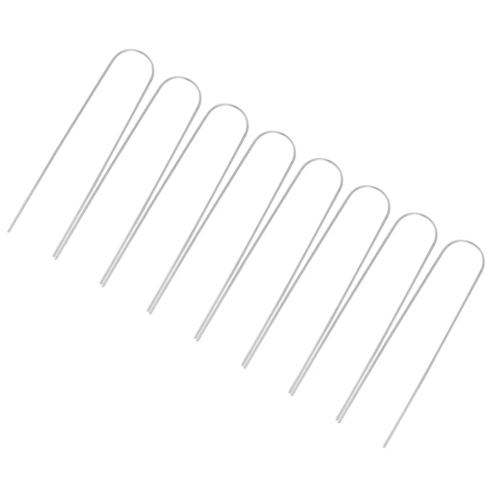 8 Pcs U-shaped Ground Nails Weeding Cloth Stakes for Fixing Camping Canopy Lawn DIY Staple Food