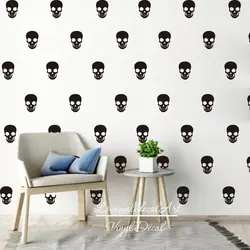 Cute Skull Skeleton Wall Sticker Bedroom Kids Room Halloween Skull Wall Decal Nursery Living Room Vinyl Home Decor Art