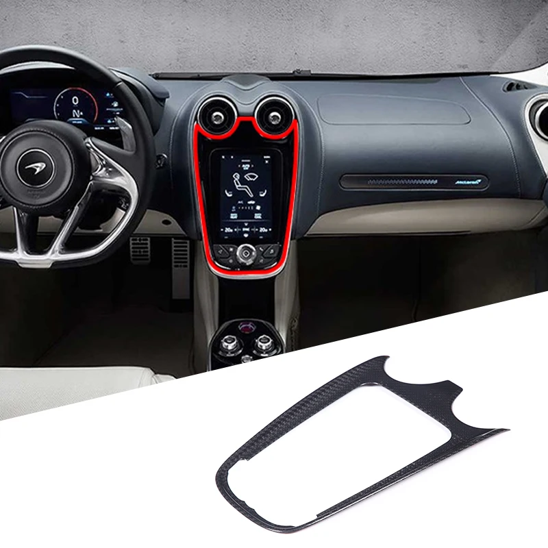 Real Carbon Fiber Car Navigation GPS Large Screen Decoration Panel Frame For McLaren GT 2019-2022 Auto Interior Accessories