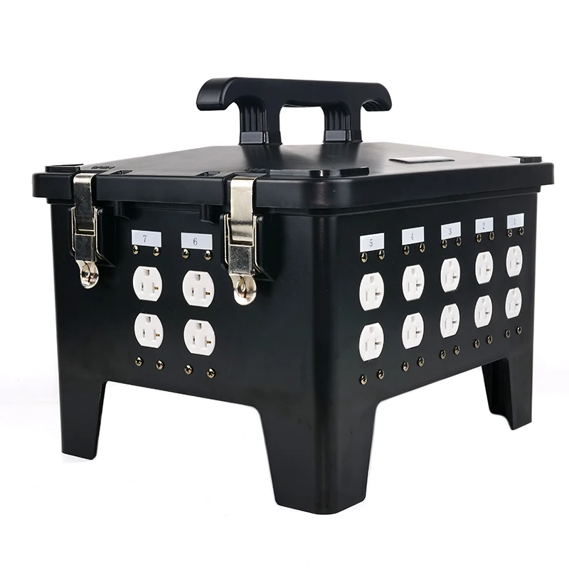 ABCCABLS 12 Channels Portable 400A 3 Phase CAMLOCK Power Stations Distro Box with 24*20A Outlets and Circuit Protection