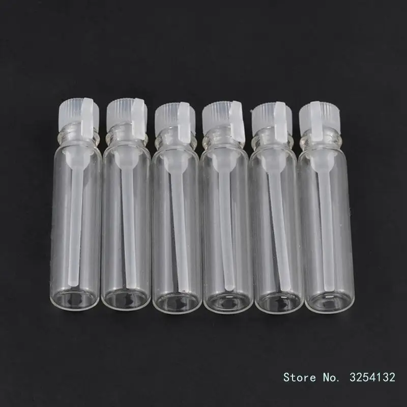 Mini botella de vidrio vacía transparente, tubo de viales de muestra con varilla de plástico para aceite esencial Fragr, 100 piezas, 2ml