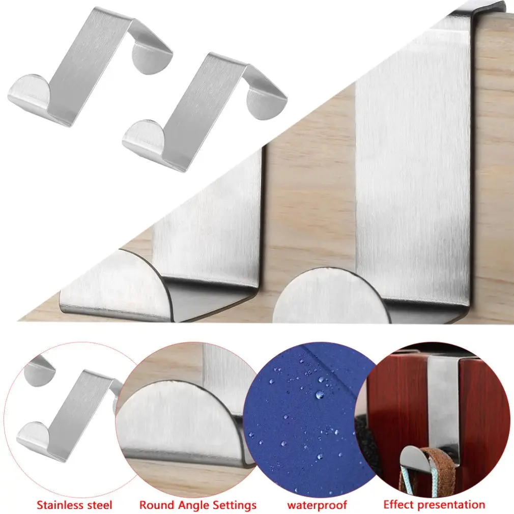 2pcs Stainless Steel Kitchen Cabinet Draw Hooks Kitchen Cabinet Draw Towel Clothes Pothook Clothes Hanger Holder