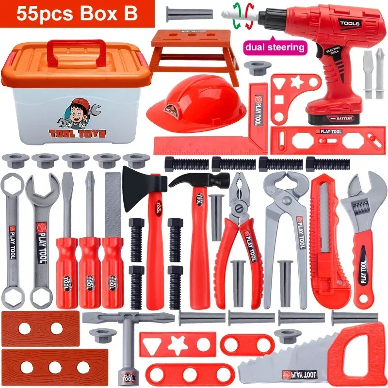 Engineer Simulation Repair Toolbox for Kids, Ferramentas de reparo infantil, Toy Finja, Furadeira elétrica, Chave de fenda, Play Toy Box Set