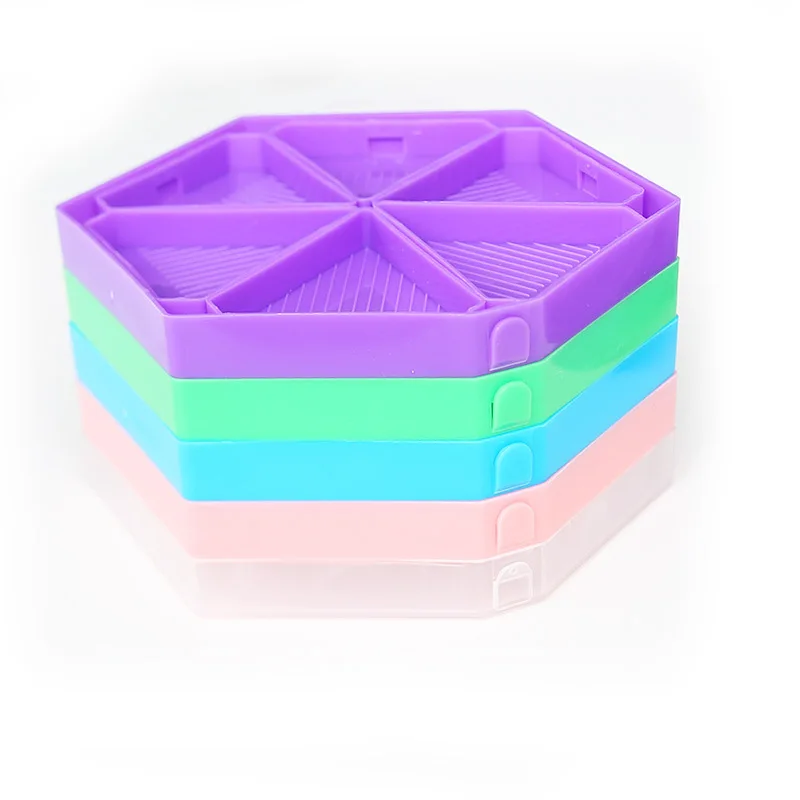 HOMFUN 6 Grid Palette Hexagon Diamond Painting Tray Kits Large Capacity Beading Plates Point Drill Embroidery Tool Accessory