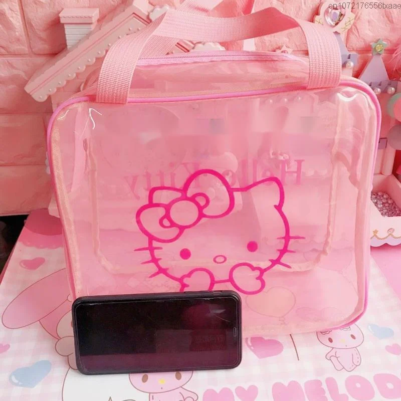 Sanrio Hello Kitty Cartoon Cute Swimwear Storage Bag Y2k Women Transparent Makeup Wash Bag Travel Bath Bag Waterproof Bath Bag