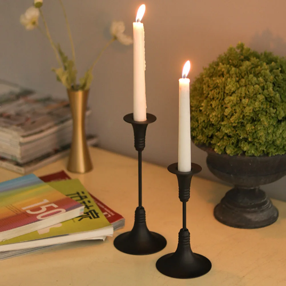 

1Pcs Retro Candleholder Black Iron Stand for Home Decor Dining Table Decoration Wedding Banquet Festival Decorative